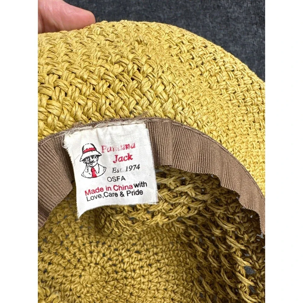 Panama Jack Straw Sun Hat OSFA With Beads Beach Resort Travel Summer Accessory